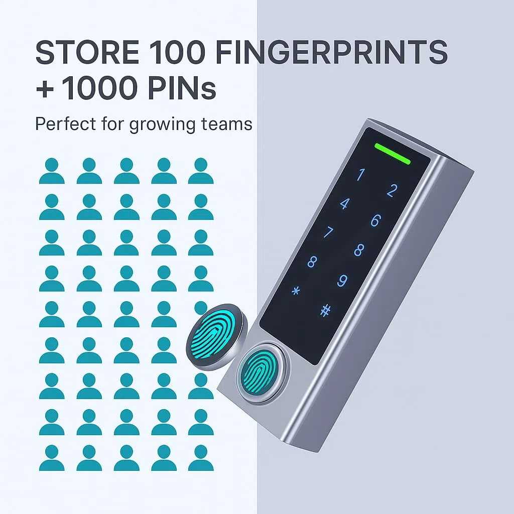 Tuya Tastiera di Controllo Accessi, Tastiera Apriporta Sistema di Controllo di Accesso Tramite Tuya Smart/Codice/Impronta Digitale/RFID Schede, Impermeabile Impronte Digitali Keypad