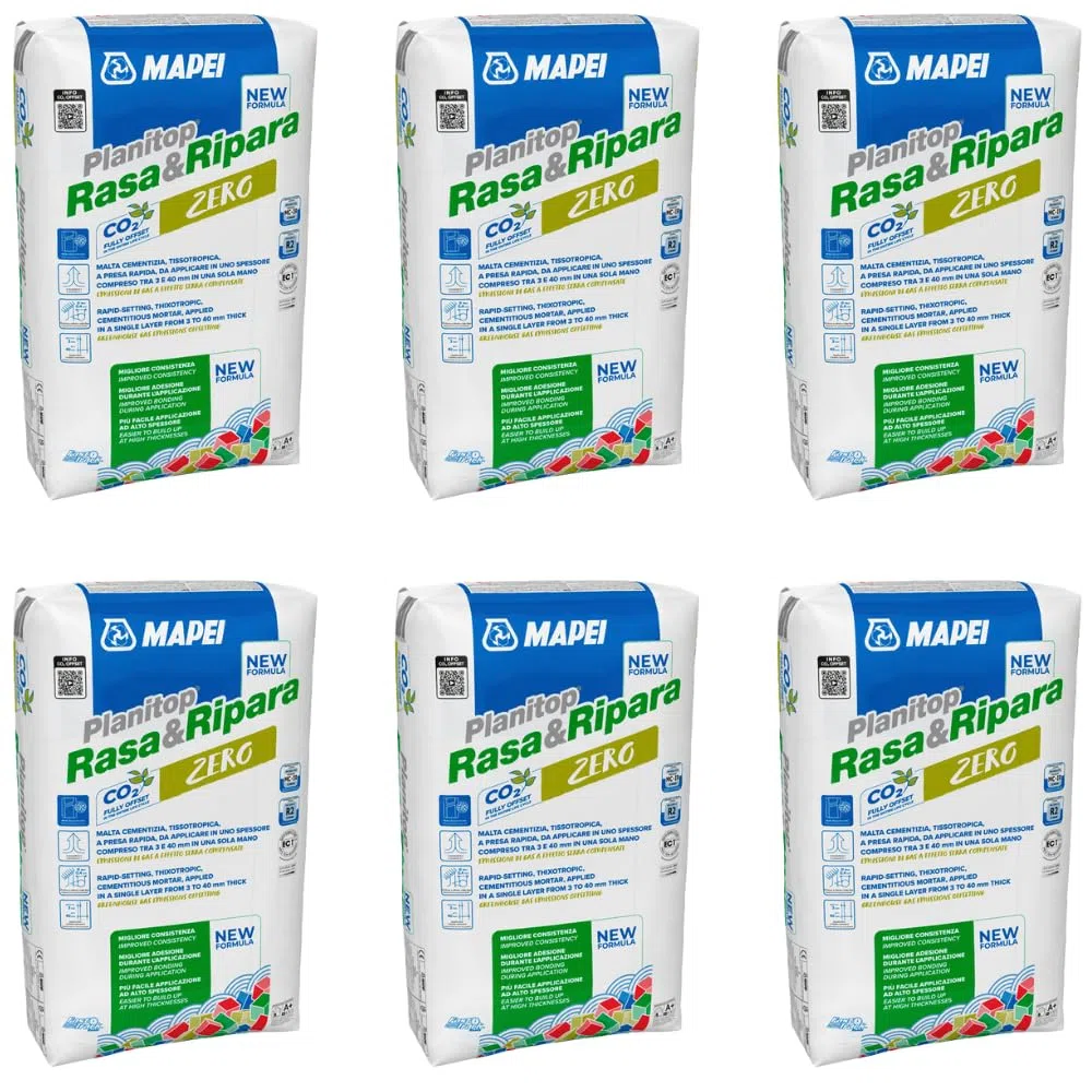 Mapei Planitop Rasa & Ripara Zero, Malta Cementizia Tissotropica, per Ripristino e Rasatura, 5 kg, Sacchi 6
