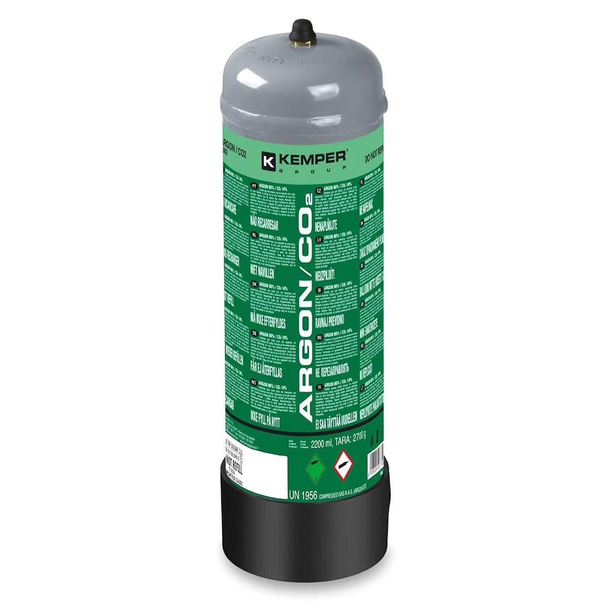 Bombola Gas Argon + CO2 110 Bar 2,2 litri usa e getta Saldatura MIG KEMPER