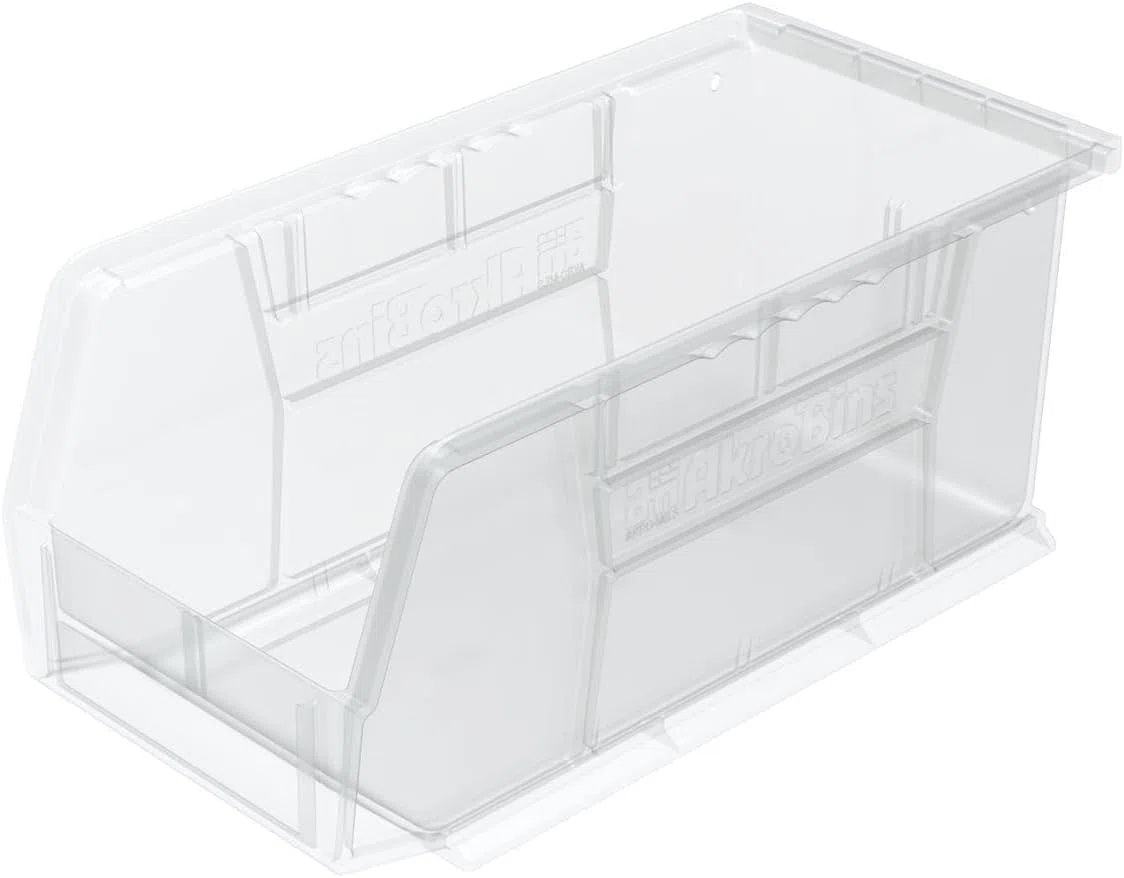 Akro-Mils 30230 AkroBins Plastic Storage Bins, Space-Saving Stackable Bins for Garage, Pantry, Craft Organization, 27,6 cm x 14 cm x 12,7 cm, trasparenti, confezione da 12