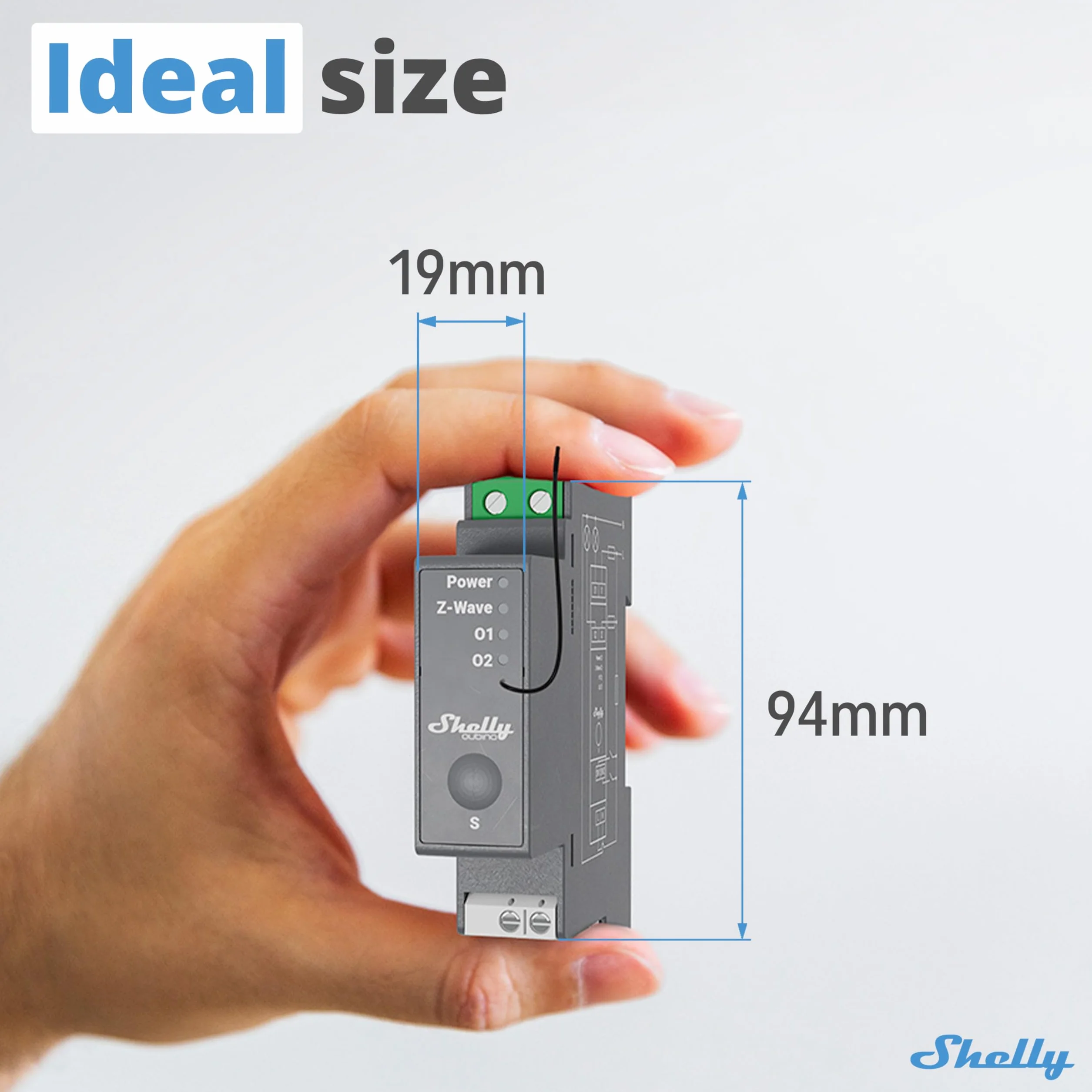 Shelly Wave Pro 2, Interruttore Intelligente Z-Wave Professionale, Contatti Puliti, 2 Canali, 25 A, Montaggio su Guida DIN, Controllo a 2 Fasi, Ripetitore di Rete Esteso, Alta Affidabilità