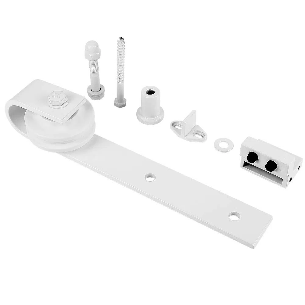 Binario per Porta Scorrevole 200 cm/6,6 FT, Acciaio al Carbonio, Kit Guide Porta Scorrevole Esterno Muro, Binario per Porta Interne Scorrevole Muro con 2 Roulettes (Bianco Classico)