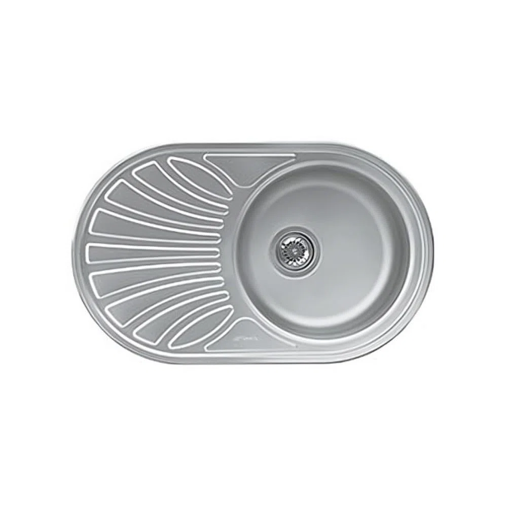 Lavello ovale incasso 1 vasca e gocciolatoio sinistro 78x48 cm - Smeg LMEL77S inox