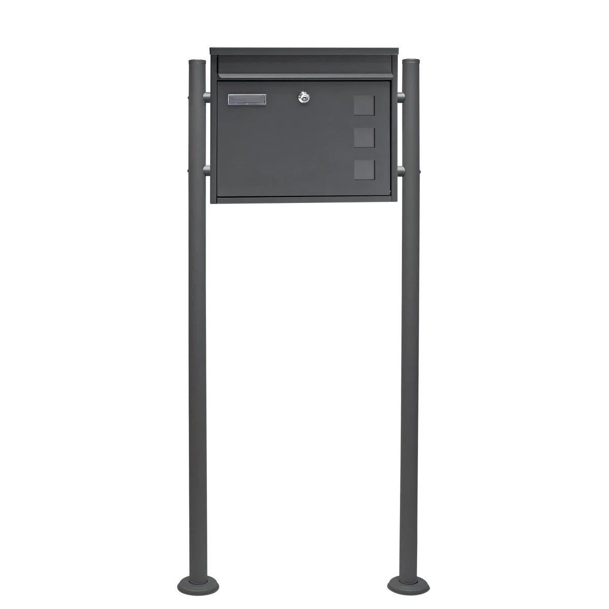 Wiltec Set Cassetta postale singola autoportante V12 antracite, con telaio di supporto