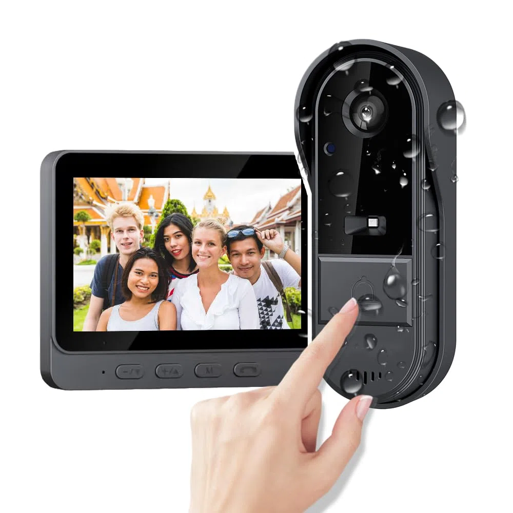 Videocitofono Senza Abbonamento e Senza WiFi ,Campanello Senza Fili da Esterno con Schermo IPS da 4,3", Video Citofono conTelecamera 1080P, Grandangolo 170°, Senza WiFi né App,Impermeabile IP67,