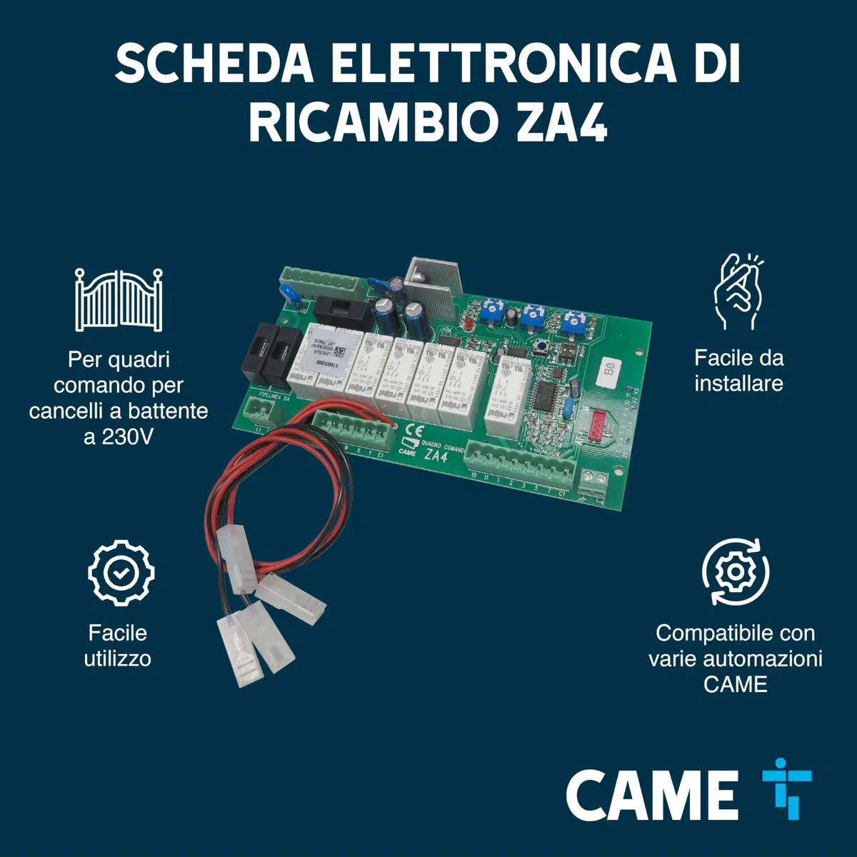 CAME Scheda elettronica di ricambio per quadro comando ZA4 per cancelli a battente a 230V