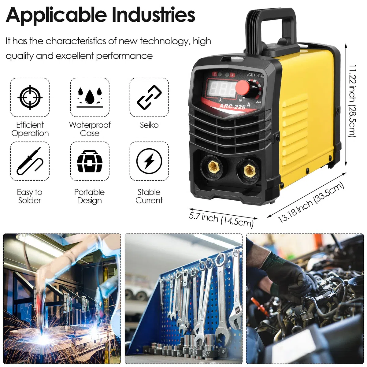 Aomdom ARC Saldatore Inverter, 225a MMA Saldatrice Ad Arco 220v Igbt Digital Display Lcd Saldatrice Inverter Portatil Con Elettrodi Saldatrice Morsetto Di Lavoro