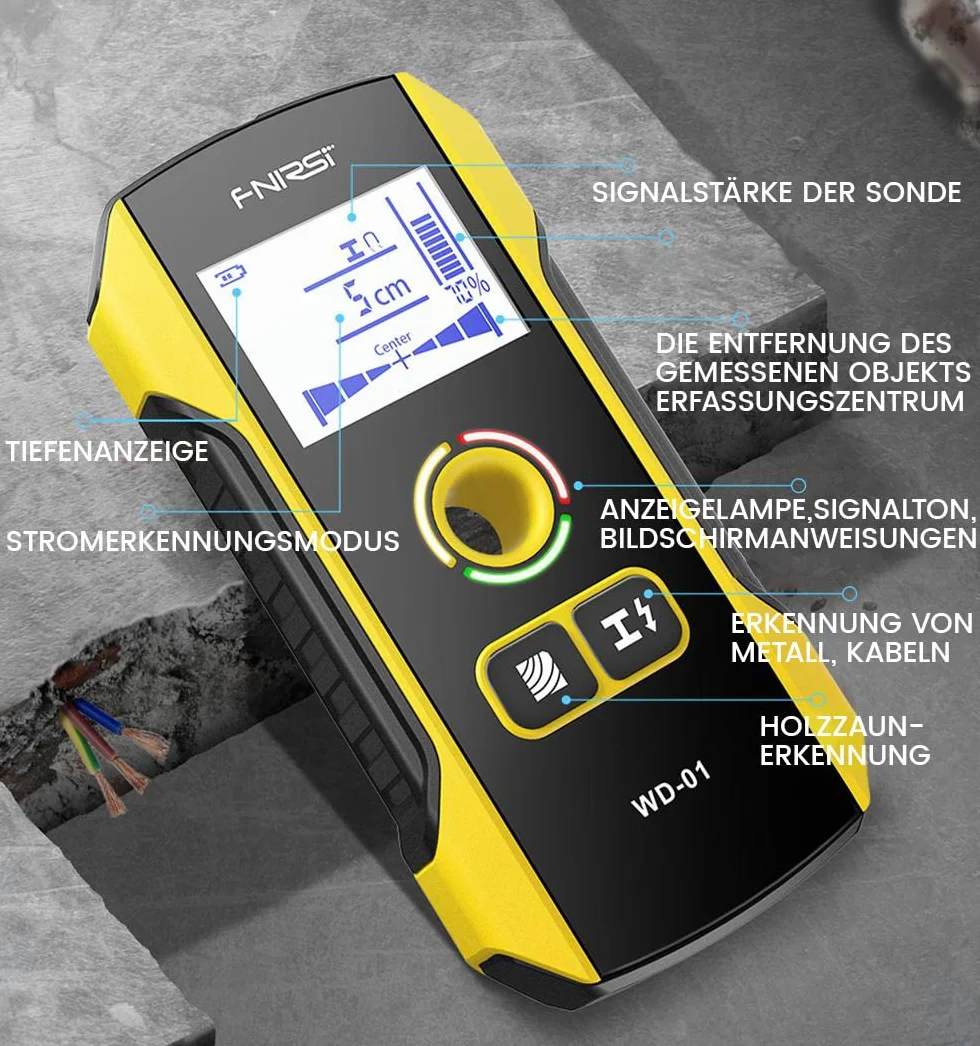 Trovatore di cavi 6 in 1 – Rilevatore di cavi Stud Finder Rilevatore di cavi con display LCD e indicazione vocale per tensione AC, metallo, legno