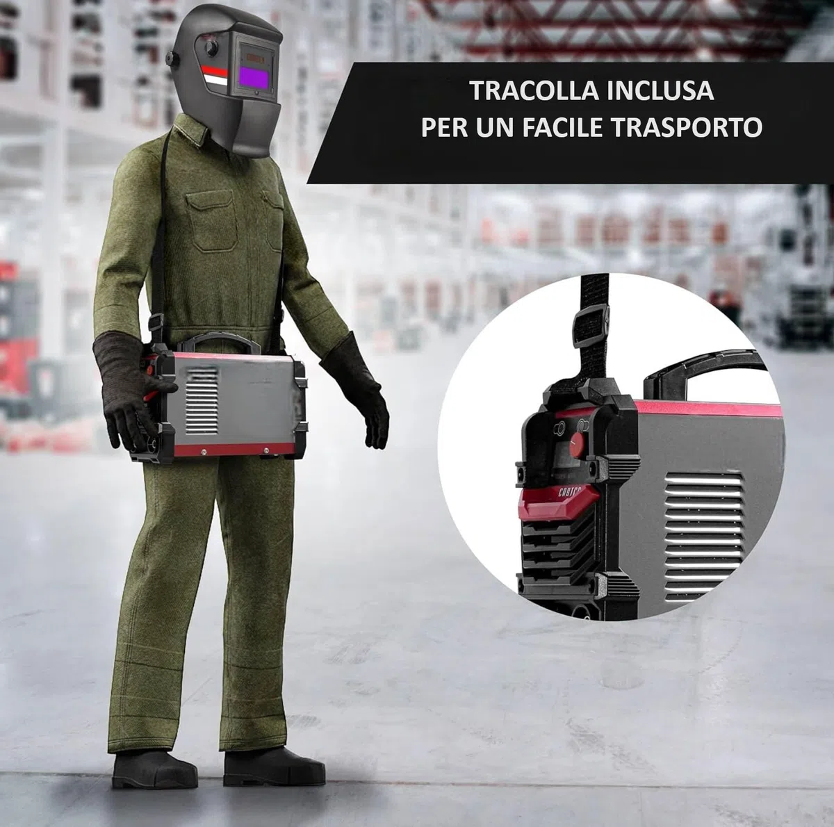 Saldatrice inverter ad Elettrodo 500 Ampere Con Ventilazione Saldatura ad Arco Display LCD Digitale Saldatrice Elettrica Portatile con Cavi e Maschera per Fabbro