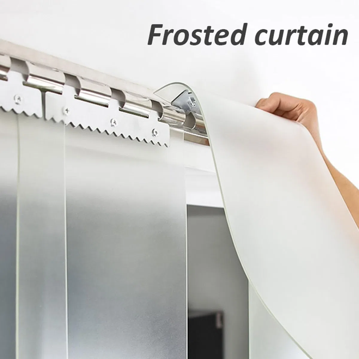 Porta a strisce in PVC, cella frigorifera, magazzino, ristorazione, vinile, plastica trasparente, rotaia e morsetti in acciaio inossidabile(120x230cm/47.24x90.55in)