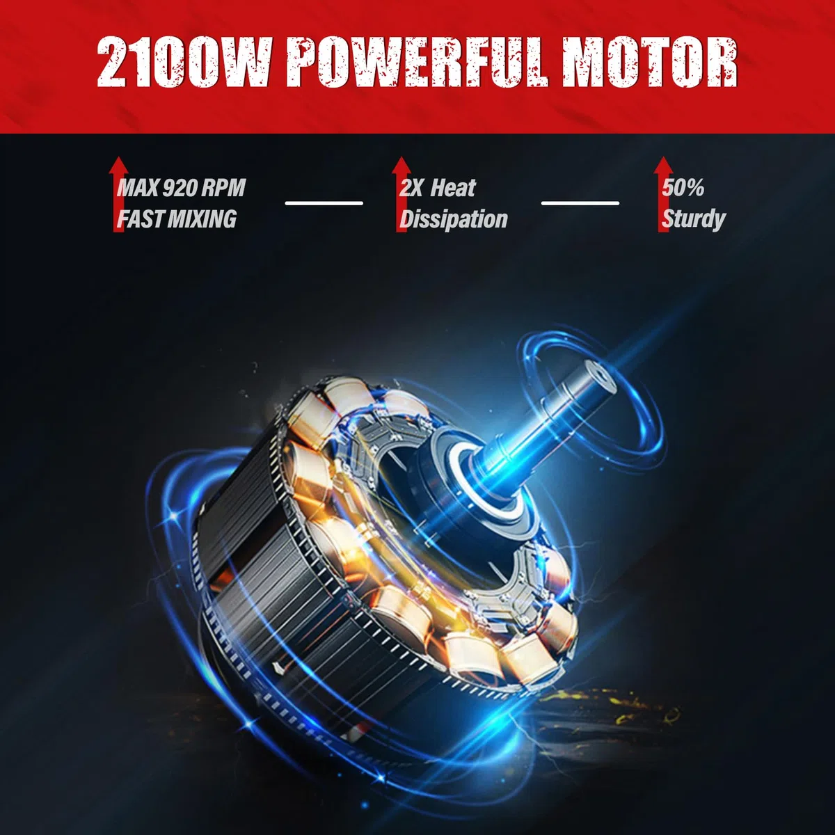 IMAYCC 2100W Miscelatore per Malta,Professionale Miscelatore per Betoniera Cemento Industriale con 6 Velocità, Agitatore M14 Regolabile,Elettrico Betoniera per Miscelazione Liquame Vernice Ecc