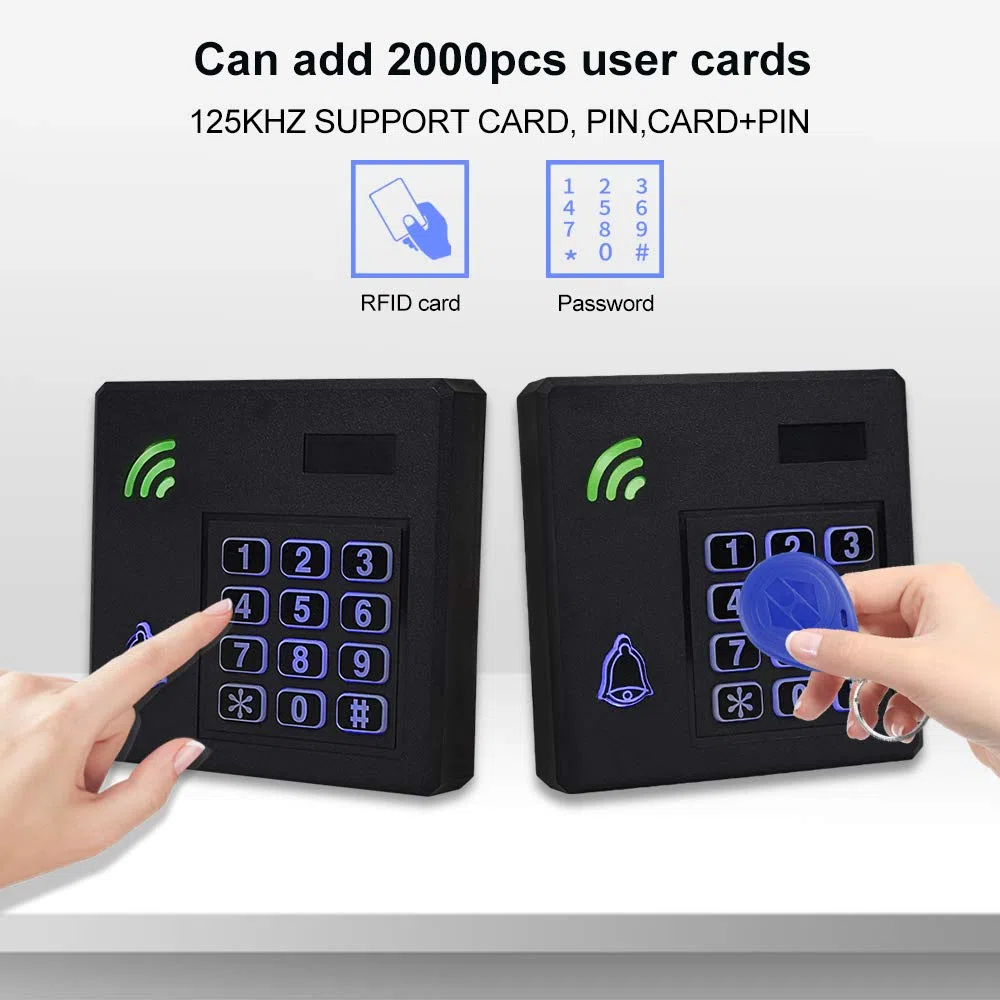 HFeng Tastiera di controllo accessi RFID impermeabile IP68 Wiegand 26 Sistema di controllo accessi per porte esterno 125KHz con tag portachiavi EM4100 da 10 pezzi
