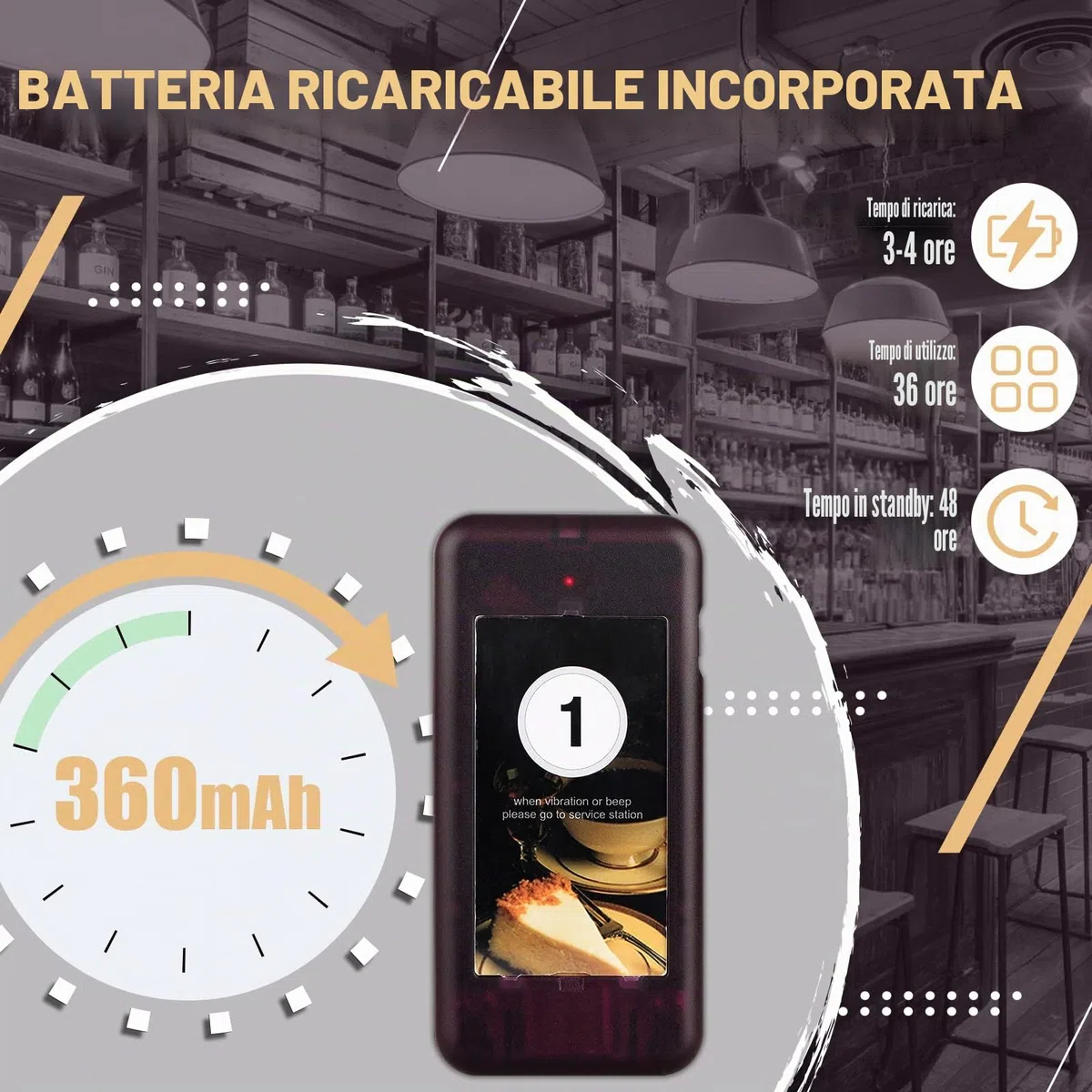 Retekess T112 Cercapersone Ristorante, 500M Pager Ristorante, 20 Cercapersone, 360 mAh 36H, Stabile e Durevole, Con Pulsante Muto, 3 Modalità di Chiamata, Cicalino per Ristorante, Pizzeria, Bar