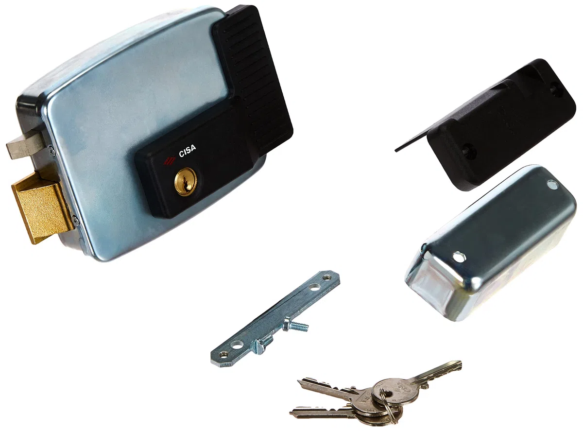 CISA 111921604, Serratura Elettrica da Applicare a Cilindro, Entrata 60 mm, per Infissi con Apertura Esterna, Mano Sinistra