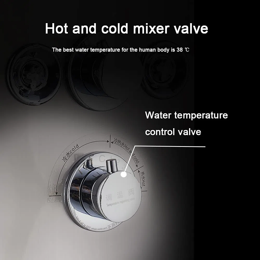 LED Colonna Doccia Idromassaggio Pannello Doccia Set con 5 Funzioni in 304 Acciaio Inox,Miscelatore da Massaggi, Soffione Fisso, Doccetta e Bocca Vasca per Bagno