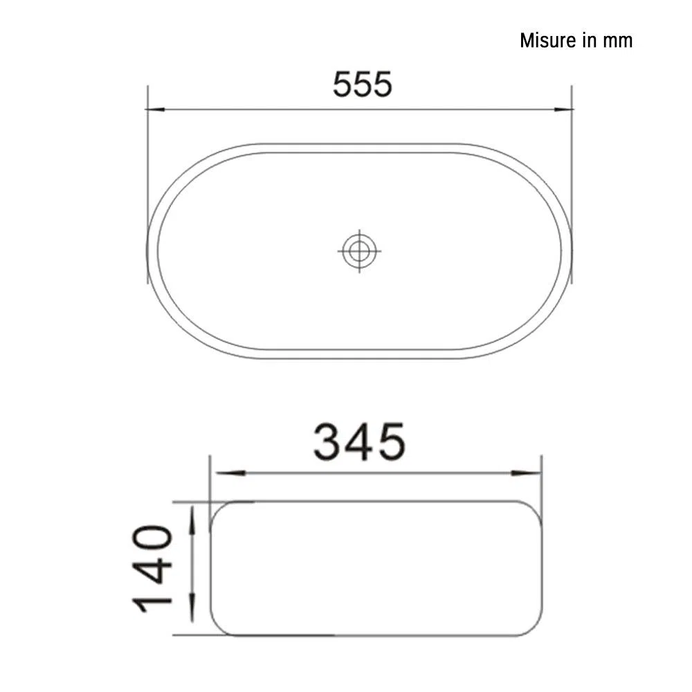 Lavabo da Appoggio Bianco in Ceramica, 55,5 x 34,5 x h.14 cm, Lucido dal Design Moderno