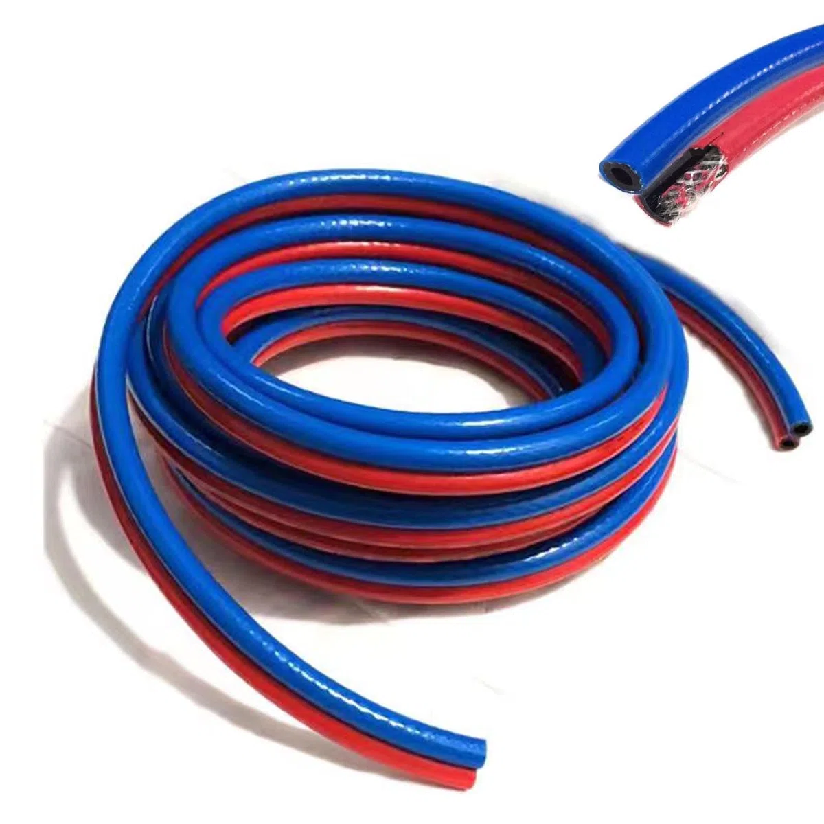RSBFER Tubo Flessibile Doppio per Ossigeno e acetilene da 8 mm – Tubo Flessibile per Saldatura e Taglio ad Alta Pressione ignifugo, PVC Flessibile,5m