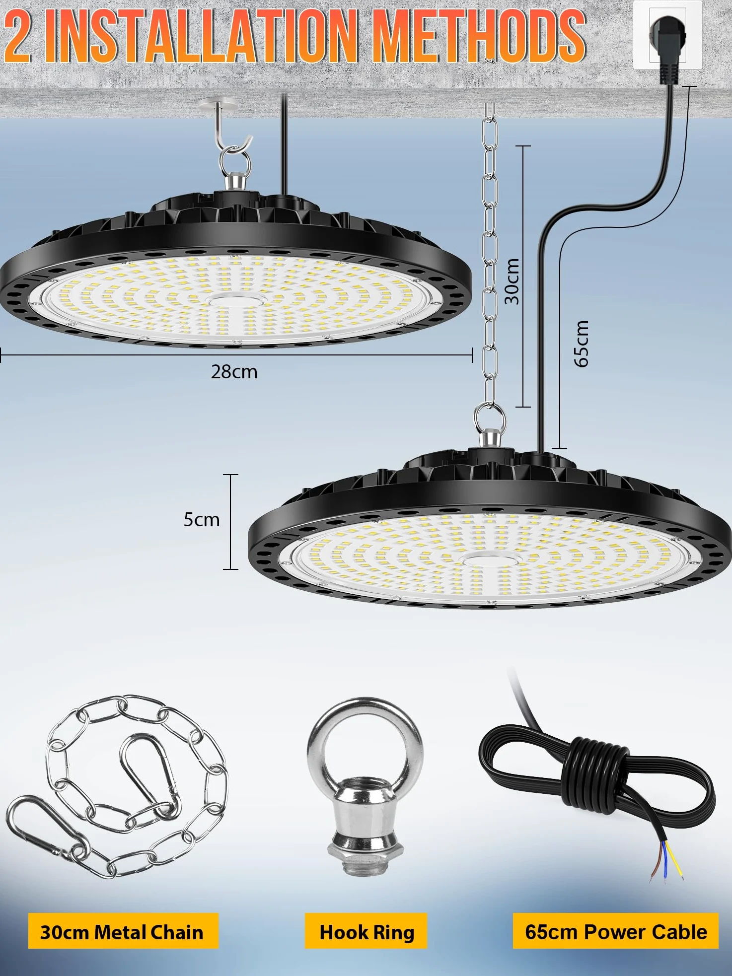 YIQIBRO Faro LED 200W 6 Pezzi, 20000LM UFO Lampada da Officina Industriale, 6500K Bianco Freddo Lampada da Garage, IP65 Impermeabile Faretto LED, UFO Plafoniera per Garage Magazzini Fabbrica Palestra