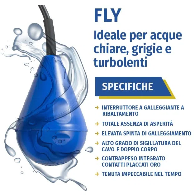 Regolatore di Livello E-FLY a Ribaltamento, Interruttore Galleggiante per Acque Reflue e Turbolenti, Regolatore di Livello, Made in Italy (10 mt)