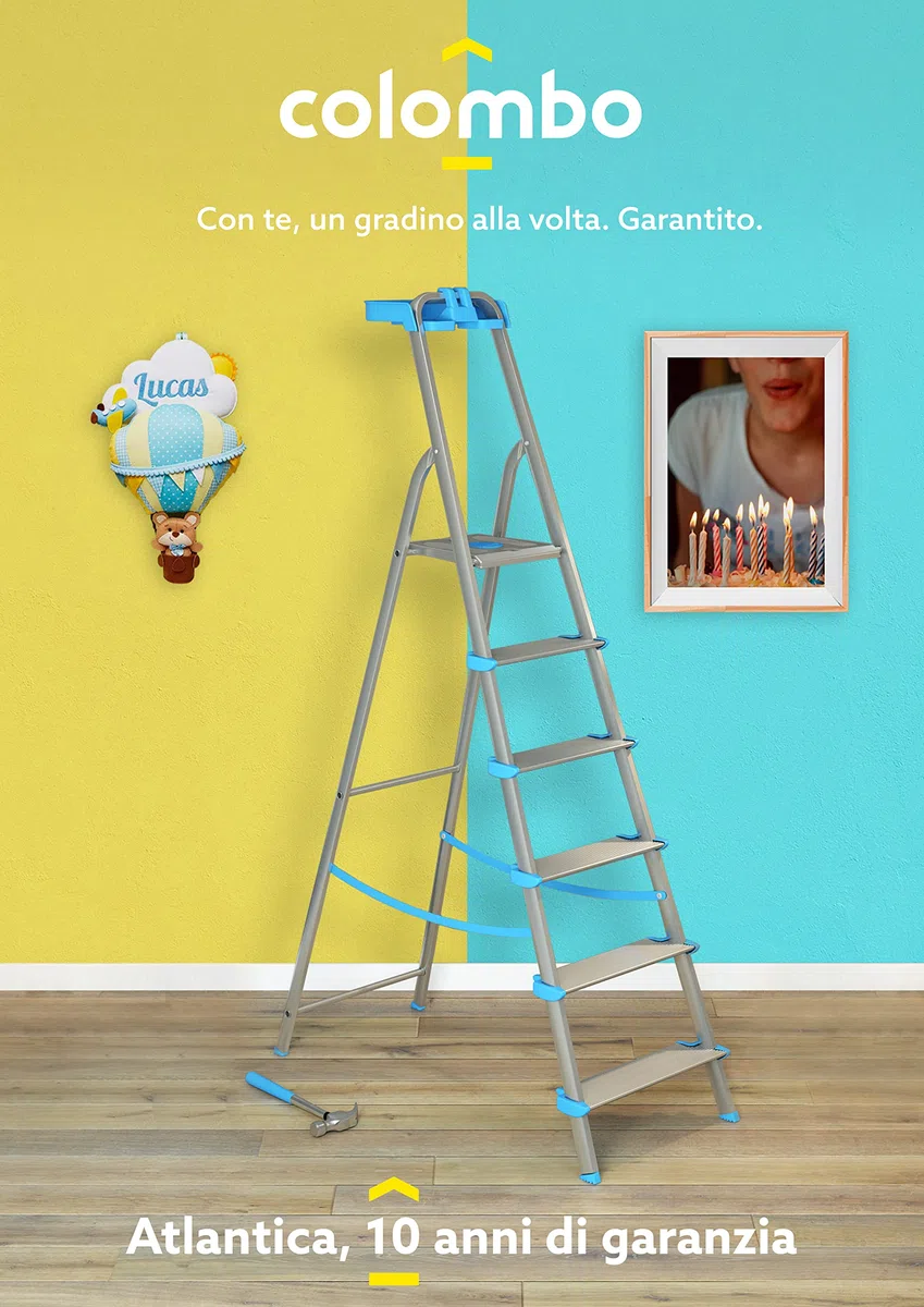 Scala ATLANTICA in alluminio con vaschetta portaoggetti 5 gradini XL