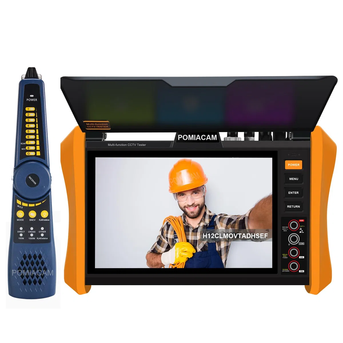 Tester multifunzione per telecamera IP 8K, schermo 8 K, H.265, 8 MP, TVI/CVI/AHD/SDI/CVBS, tester per cavi DMM TDR VFL, supporto 55 V POE+, porta SFP HDMI e VGA (modello: H12CLMOVTADHSEF)