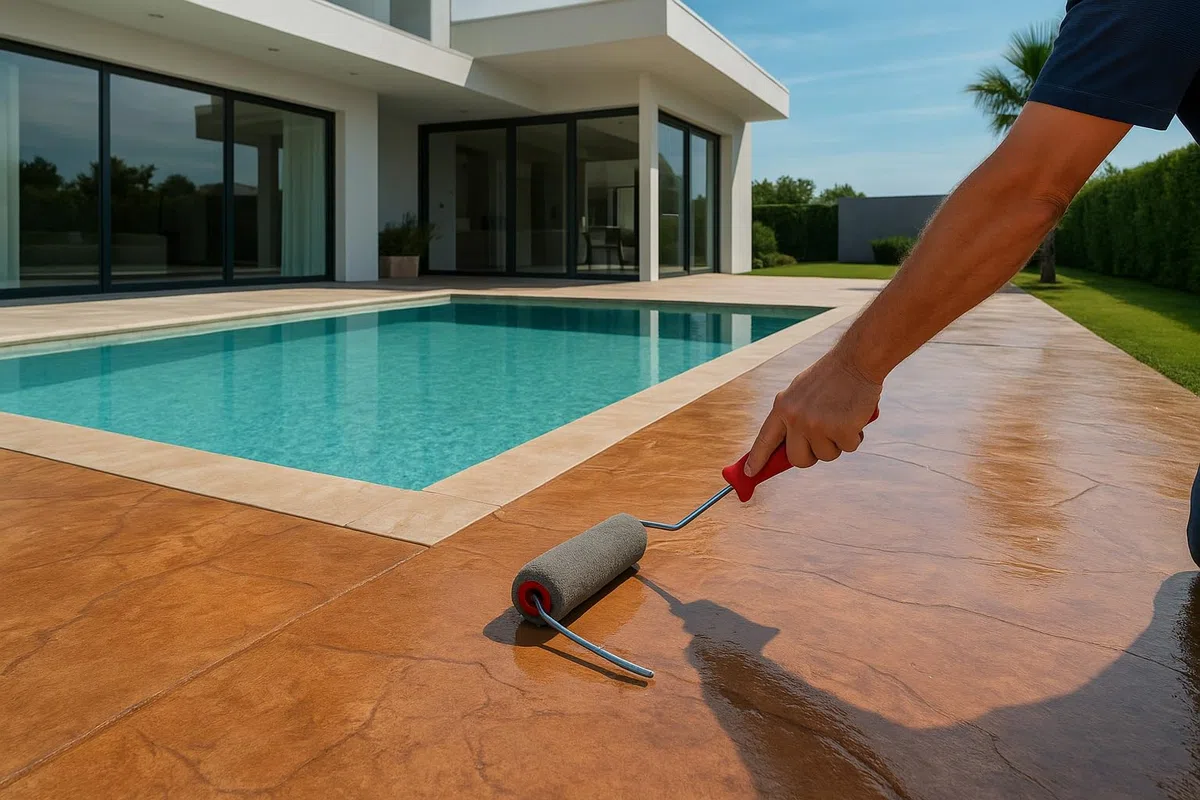 Resina Trasparente Lucida Monocomponente Metacrilica Cemento Pavimenti Pareti Pavimenti Stampati Garage Parcheggi Cucina Piscina Effetto Bagnato Resistente (4,6 LT) Acrilux