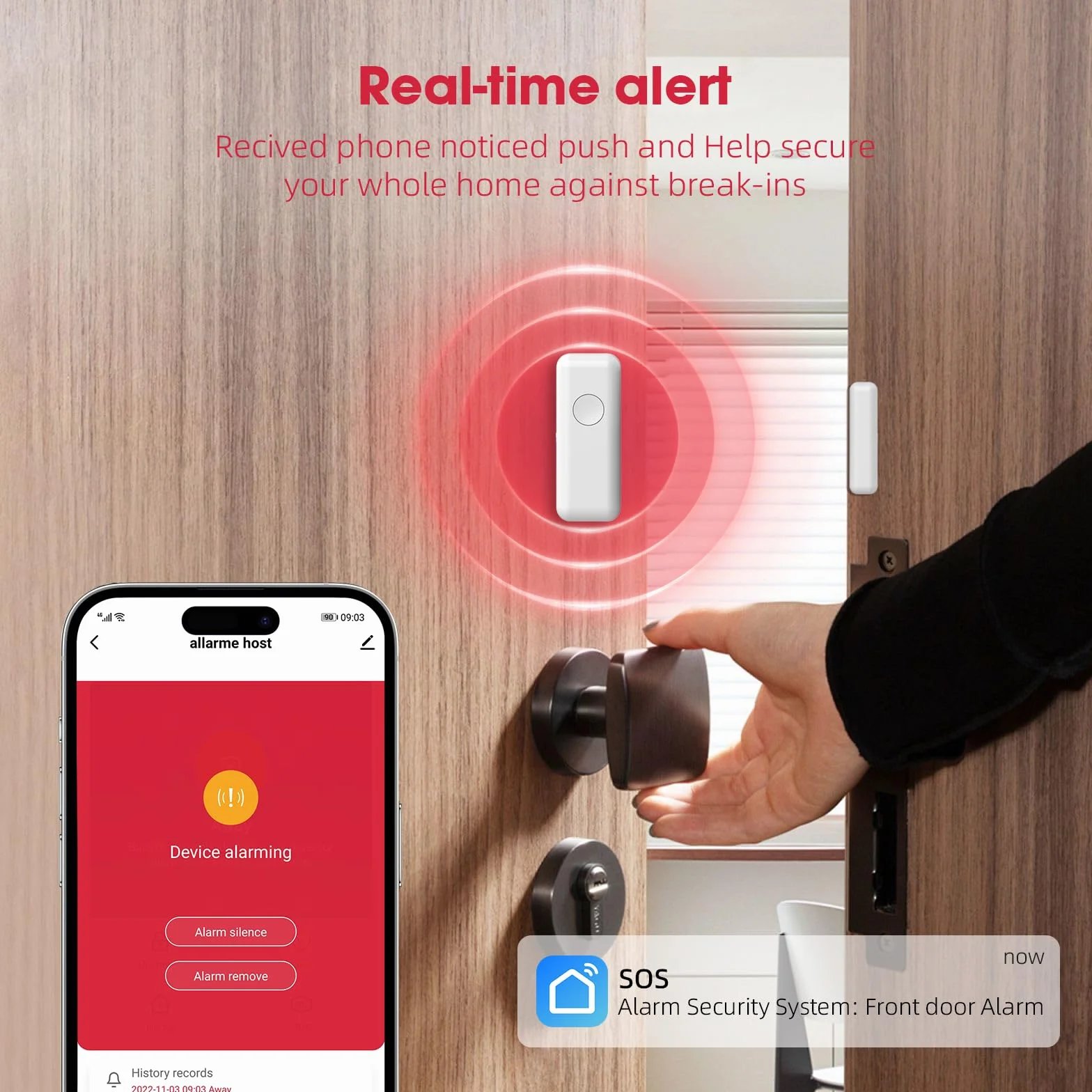 Sistema di allarme di sicurezza domestica WIFI+GSM, kit allarme fai da te con rilevatore PIR, telecomandi, sensore porta/finestra compatibile con Alexa, NESSUN canone mensile