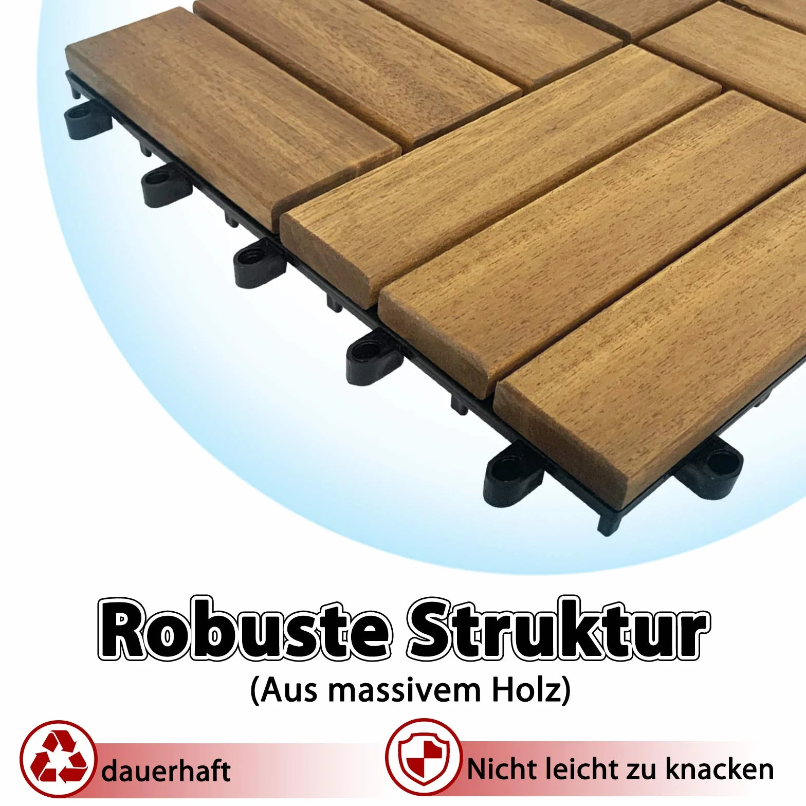 UISEBRT Piastrelle in legno di acacia, 30 x 30 cm, 2 m², piastrelle da giardino, drenaggio, facile da posare, per terrazze e balconi, modello B, 22 pezzi